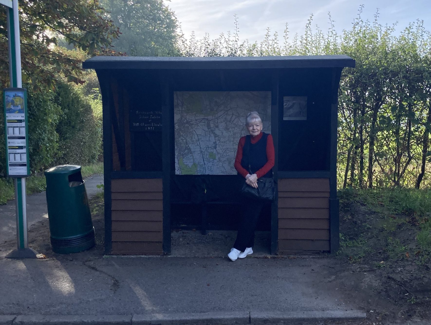 Bus Shelter including our lovely Caroline